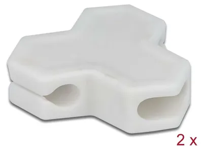 Produktbild von DeLOCK Kabelhalter selbstklebend mit 3 Durchführungen (1 x Flachkabel und 2 x Rundkabel) 2 Stück weiß, Kabelhalter, Tisch/Bank, Thermoplastischer Gummi (TPR), Weiß