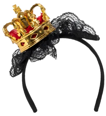 Produktbild von Haarreif im Diadem-Stil mit goldener Krone für Königinnen und Prinzessinnen