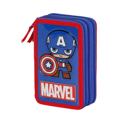 Productafbeelding van Marvel Captain America, blauw, gevulde etui met drie compartimenten
