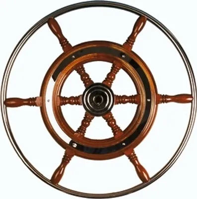 Produktbild von Allpa 6-Speichen Steuerrad 'Typ 3' Klassiches Mahagoni Steuerrad Mit Niro Griff, Inkl. Adapter, Ø700mm