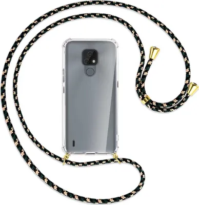 Produktbild von Handykette Backcover-Schutzhülle mit Band (Metall goldfarben) für Motorola Moto E7 - camouflage
