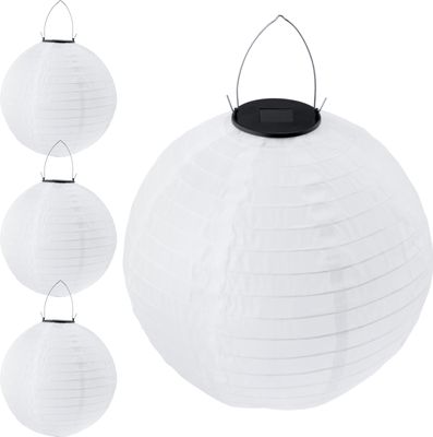 LUMILED Solar Lampions Außen, 4x wetterfest Solarlaterne Laterne, Ø30cm LED Lampion Solarleuchte IP44 Kugel weiß Hängend Dekorative wetterfest