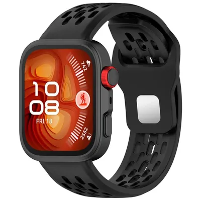 Produktbild von FFO2World Sport-Silikonarmband für Huawei Watch Fit 4 Pro/4/3 – Atmungsaktiv, bequem und leicht – Schwarz