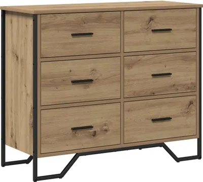 Image de Commode à tiroirs vidaXL, 2 pièces, chêne Artisan, 91 x 35,5 x 74,5 cm