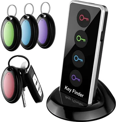 Produktbild von Draadloser Schlüssel-Suchgerät - Mit LED-Taschenlampe - Für Schlüssel, Portemonnaie, Mobiltelefon und Haustier - RFID-Sender + 4 Empfänger