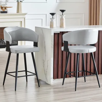 Obrázok produktu pre Jedálenská stolička, čalúnená, s operadlom a podrúčkami, minimalistický štýl, dizajn z polovice 20. storočia (šedá)