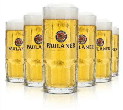 Produktbild von 6x Paulaner Bierglas 0,5l Bierkrug Henkelgläser Humpen Seidel Brauerei München