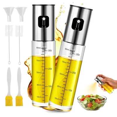 Productafbeelding van Set van 2 glazen olie- en azijnsprayflessen met trichter