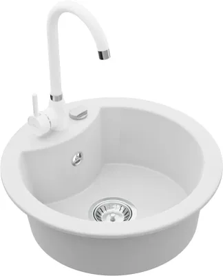 Image de Diego évier 1 bac en granit avec mitigeur Telma, blanc (6512-20-670200-20)