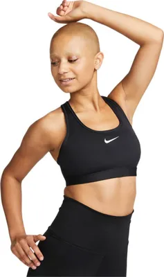 Produktbild von Nike W Nk Swsh Med Spt Bra Black/White Black/White M