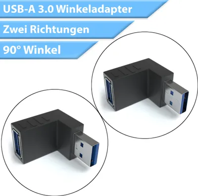 Produktbild von USB 3.0 Winkeladapter A Stecker zu A Buchse 90° zwei Richtungen
