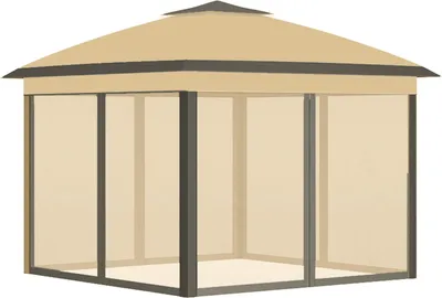 Produktbild von Pavillon 3,3x3,3m, wasserabweisend Winterfest Pop-up Faltpavillon mit Doppeldach, UV Schutz, Faltbar Partyzelt Gartenzelt mit Seitenteilen, Tasche Gartenpavillon für Camping Garten, Beige
