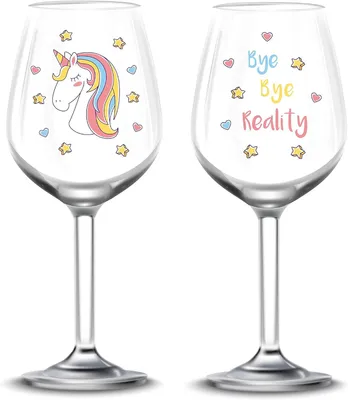 Produktbild von EinhornLiebe - Weingläser Set - Bye Bye Reality (2 Stück) Weinglas Glas Unicorn Einhorn
