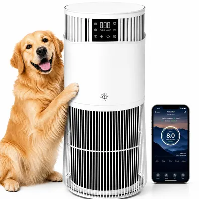 Imagen del producto de Purificador de aire - Filtro HEPA y filtro de carbón activado - 490 m³/h - 50 m² - Blanco - Con control mediante aplicación