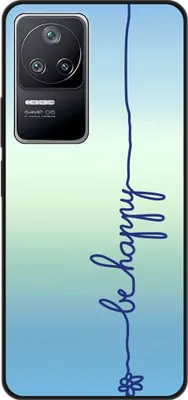 Produktbild von König Design Hülle kompatibel mit Xiaomi Poco F4 Kunststoff Soft Handyhülle - Handy Case Be Happy Blau