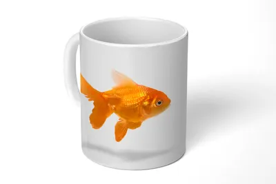 Produktbild von KitchenYeah® Tasse Kaffeetasse Kaffeebecher 350 ml Goldfisch - Weiß - Fisch Teetasse - Fototasse - Becher - Keramikbecher - Teebecher - Kaffeetasse - Bürotasse