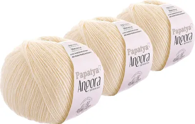 Papatya Angora Style Winterwolle 3er Pack 300g Strickgarn mit 20% Merinowolle Oeko-Tex Creme.