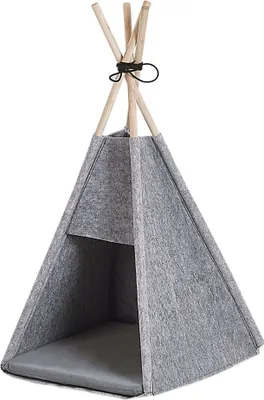 Obrázek produktu pro BELIANI Stan teepee pro zvířata, šedý filc 35 x 40 cm, postel pro domácí mazlíčky