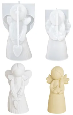 Productafbeelding van Siliconen mallen, 3D engel, kerst, gietvormen, kaarsen, gips, 2 stuks
