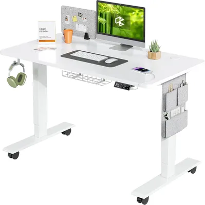Obrázok produktu pre Nastaviteľný písací stôl s možnosťou státia, rozmer 120x60 cm, elektrický, s pamäťovou funkciou a kolieskami