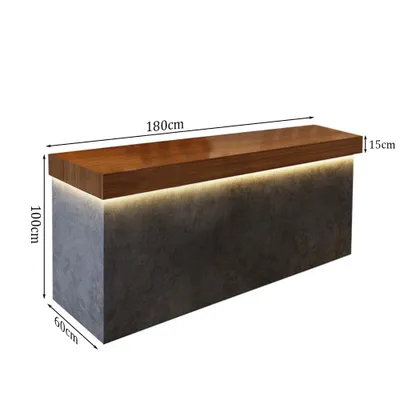 Image de Comptoir style industriel comptoir de caisse restaurant bar comptoir d'accueil réception caisse bar 180*60*100cm Gris【CTSN 180】
