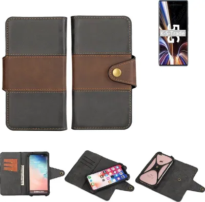 Produktbild von K-S-Trade Handyhülle Schutzhülle Hülle Bookstyle Wallet-Case kompatibel mit ZTE Axon 40 Pro Bumper Rundumschutz schwarz-braun 1x