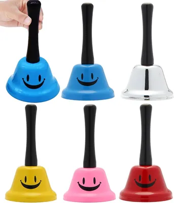 Productafbeelding van Handbel - Set van 5 - Receptiebel roestvrij staal chroom klem bel