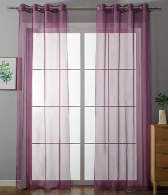 Ösenvorhänge transparent, 2er Set, Polyester, lila, 175x140 cm