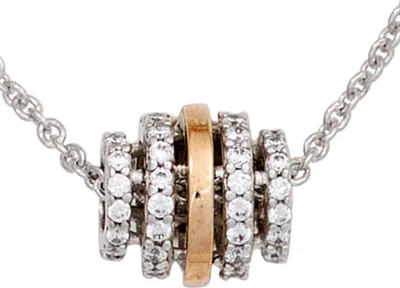 Produktbild von JOBO Collier 585 Gold Weißgold Rotgold 64 Diamanten Brillanten 45 cm Federring