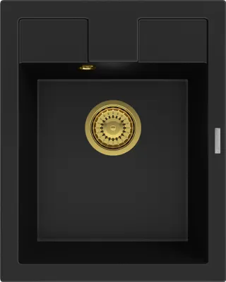 Obrázek produktu pro Granitan | Granitový dřez – 50 × 40 cm – černý – kuchyňská baterie FULL Gold – s dávkovačem – BEST
