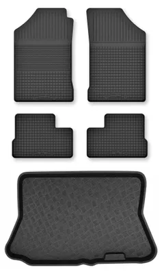 Zdjęcie produktu dla Dywaniki gumowe + mata bagażnika do Nissan Micra K11 1992-2003 (standardowy bagażnik) – czarne, dobierane – Wielganizator Semi-Universal
