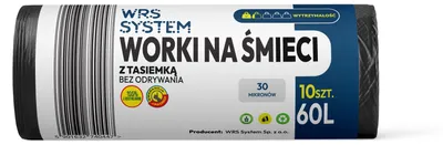 Produktbild von Müllbeutel mit fest angebrachtem Zugband 60L 10 Stück 30 um WRS System