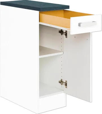 Produktbild von Optifit Unterschrank mit Schublade und Drehtür Salo214 BxTxH 30 x 60 x 84,8 cm weiß matt zerlegt Anschlag reversibel HWS