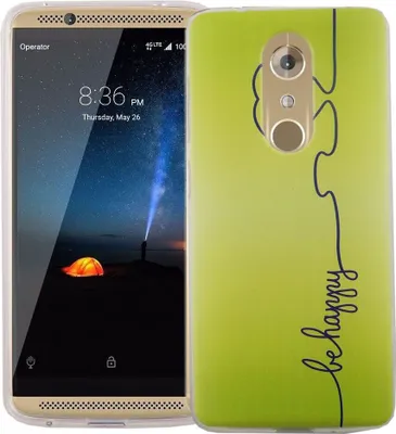 Produktbild von Handy Hülle für ZTE Axon 7 Cover Case Schutz Tasche Motiv Slim Silikon TPU Be Happy Grün