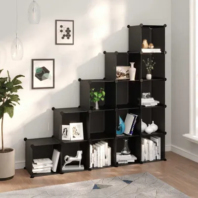 Produktbild von The Living Store Regalsystem mit 15 Würfeln Schwarz PP