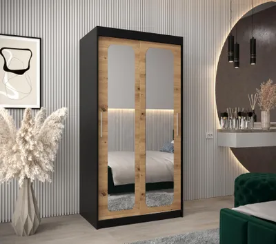 Obrázek produktu pro Zrcadlová skříň DONICELA 2 - 100 cm, černá / artisan