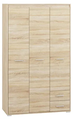Produktbild von Kleiderschrank | 3 Drehtüren | 2 Schublade | 6 Fächer | mit Kleiderstange | 120 cm breit | Farbe: Sonoma Eiche