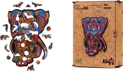 Produktbild von Puzzle drewniane 132 elementy. Słoń Indyjski