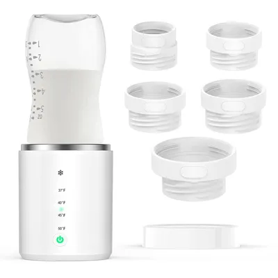 Produktbild von Babyflaschenwärmer,Tragbarer Milchwärmer,4 Temperaturstufen (37-50°C) , 4400 mAh Akku,Inkl Adapter und Auftaufunktion