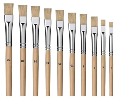 Produktbild von 10-teiliges Gussowpinsel-Set - kurzer Holzstiel - Borstenpinsel - Größen 2-20