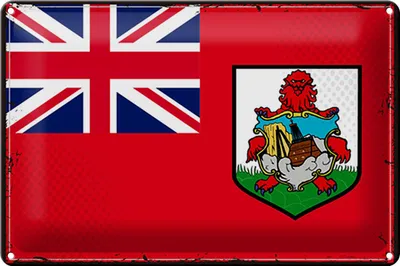 Produktbild von Blechschild Flagge Bermudas 30x20cm Retro Flag of Bermuda
