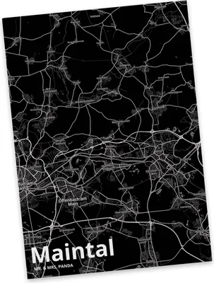Produktbild von Mr. & Mrs. Panda Postkarte Maintal - Geschenk, Ansichtskarten, Stadt, bildkarte, Grußkarte, Ansichtskarte, Postkarten, Dorf Karte Landkarte Map Stadtplan