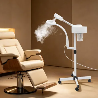Produktbild von 2in1 Gesichtsdampfer mit 5X Lupenleuchte Gesichtssauna Ozon SPA Dampfgerät (weiß) für Kosmetikstudio Schönheitssalon