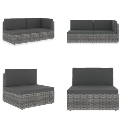 Zdjęcie produktu dla vidaXL Modułowa sofa 2-osobowa z szarego rattanu - Sofa ogrodowa - Sofa ogrodowa - Ławka ogrodowa - Ławki ogrodowe