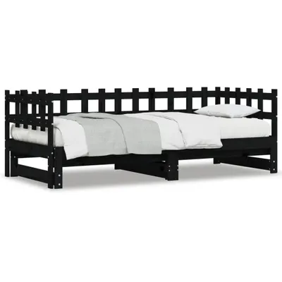 Obrázek produktu pro Rozkládací postel černá 2x(80x200) cm Masivní borovicové dřevo