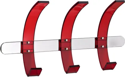 Produktbild von Wandgarderobe Leiste Metall Haken Acryl 37x9,5x20cm rot/silber Packung mit 12 Stück