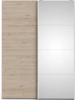 Produktbild von Veto Schiebetürenschrank B150 cm 1 Tür und 1 Spiegeltür Weiß- und Hickory-Nachbildung.