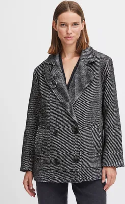 Produktbild von b.young BYBITTO Damen Wintermantel Wollmantel Winterjacke V-Ausschnitt Knöpfe loose fit