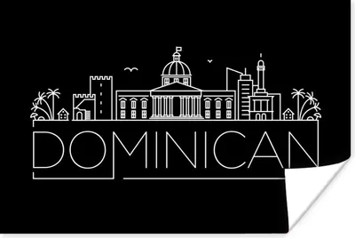 Produktbild von MuchoWow® Poster Skyline "Dominikanische Republik" auf schwarzem Hintergrund 120x80 cm - Bilder