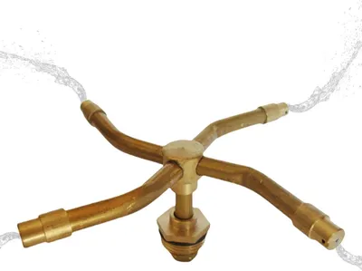Image de Tuyau d'arrosage rotatif - Gicleur d'arrosage pour pelouse - Arrosage de jardin - Rotation à 360 degrés - 4 buses - Cuivre